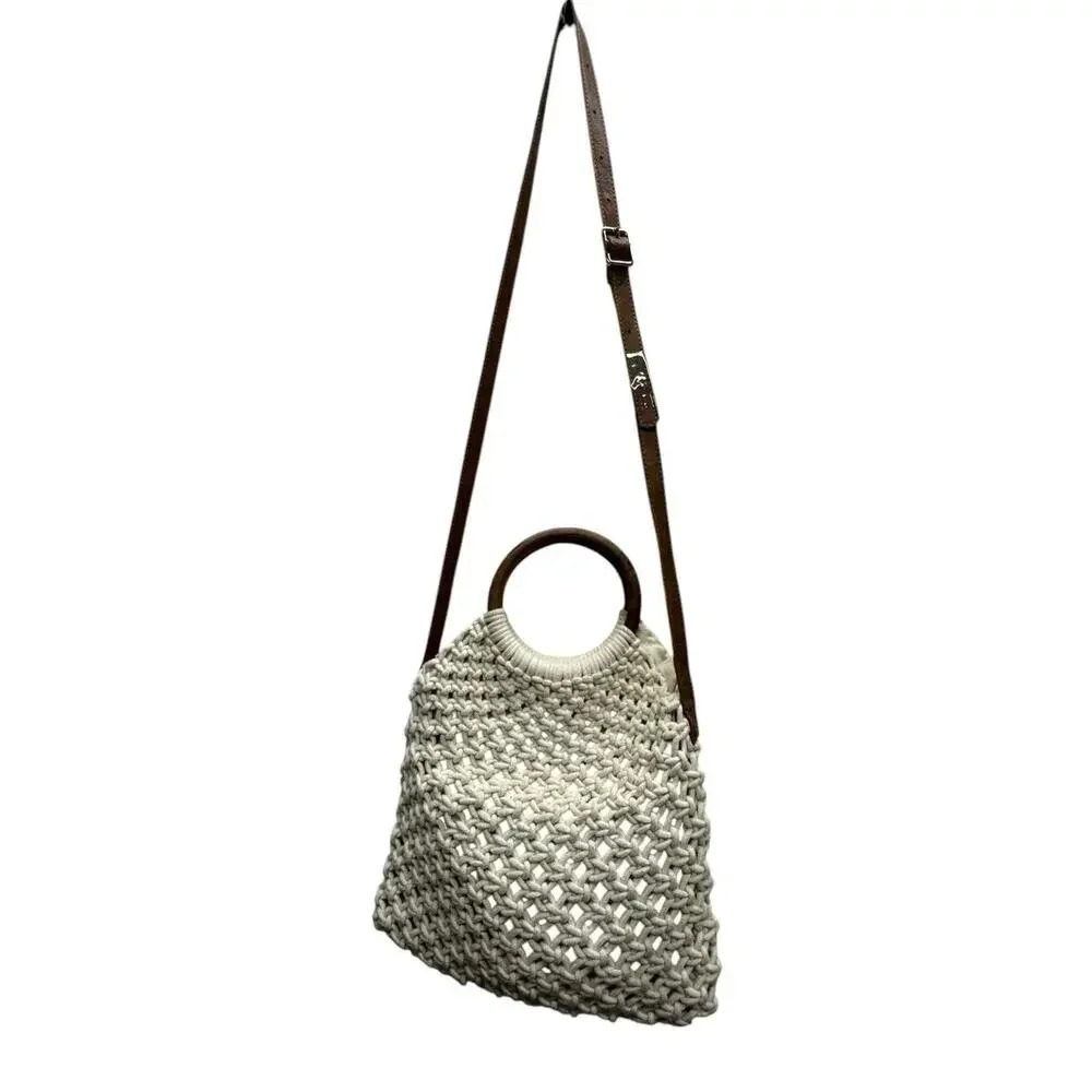 Sigrid Olsen Handcrafted Natural Macrame Crossbody Fully Lined Snap Close Bag - Picture 8 of 16